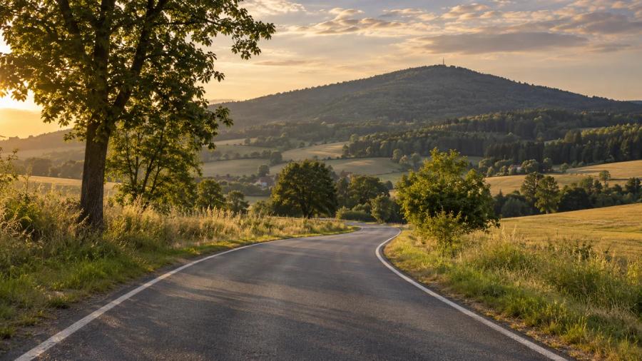 Pod Třemšínem z Březnice — krajina na trase