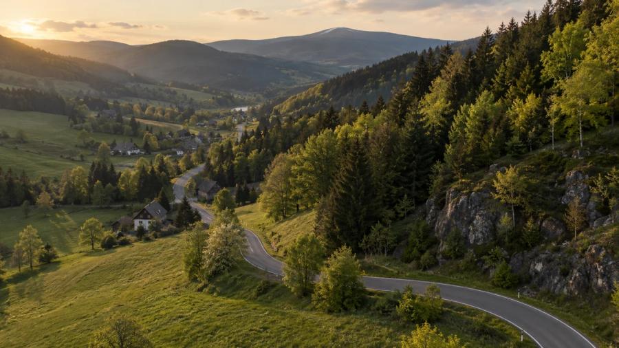 Z Lánova přes Strážné k Vrchlabí — krajina na trase