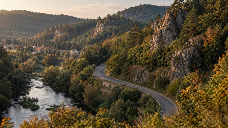Údolím Svratky kolem Tišnova — krajina na trase